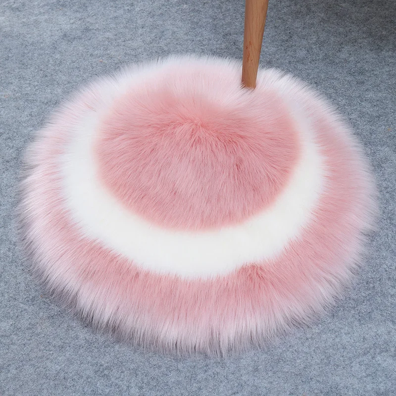 

Fluffy Rug Carpets For Living Room Decor Faux Fur Rugs Long Plush Rugs Bedroom Decor Shaggy Round Area Rug Non-slip Photo Props