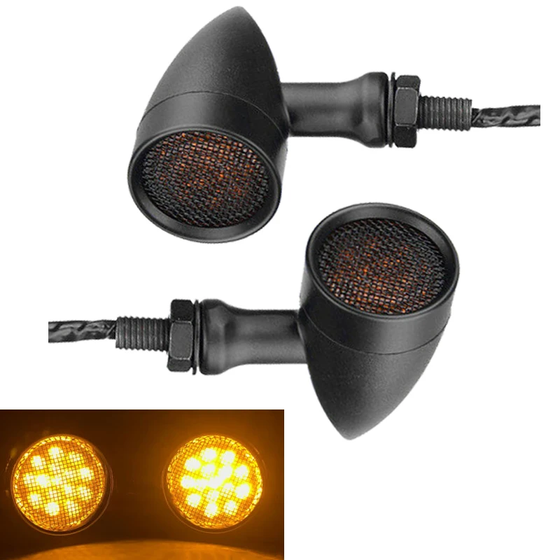 

2 PCS LED Motorcycle Turn Signals Indicator Light for Harley Sportster XL 1200 883 Bobber Chopper Cafe Racer