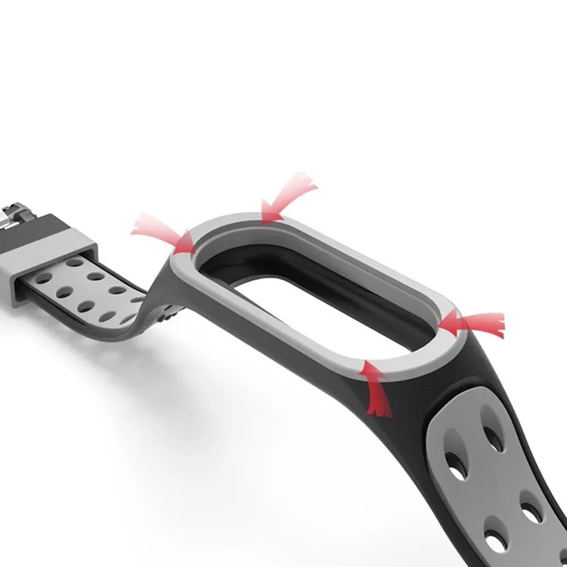 샤오미 미 밴드 5 4 3 용 스트랩, 샤오미 mi 밴드 5 4 3 용 팔찌 더블 버클 교체용 실리콘 손목밴드 액세서리