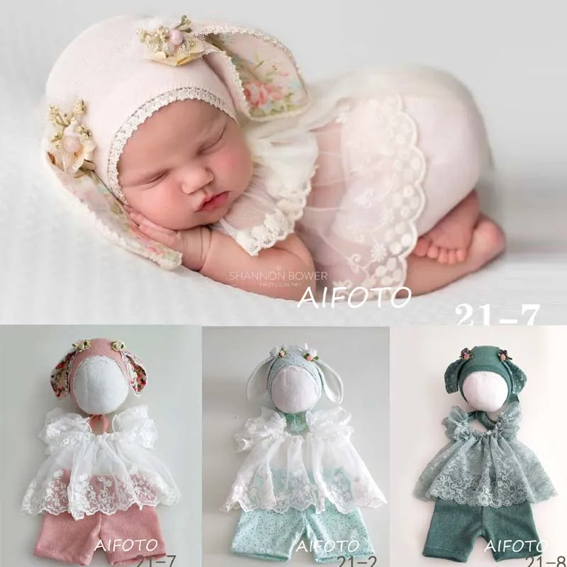 

Newborn Photography Props Baby Outfits Hat Bunny Bonnets Set Clothes Bebes Fotografia Accessories Studio Shoots Photo Prop