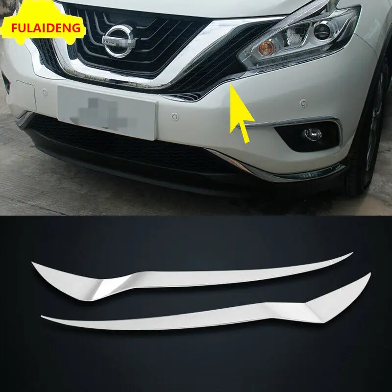 

For Nissan Murano 2015-2018 ABS Chrome Front Headlight Eyelid Moulding Cover Trim 2Pcs Car Accessories