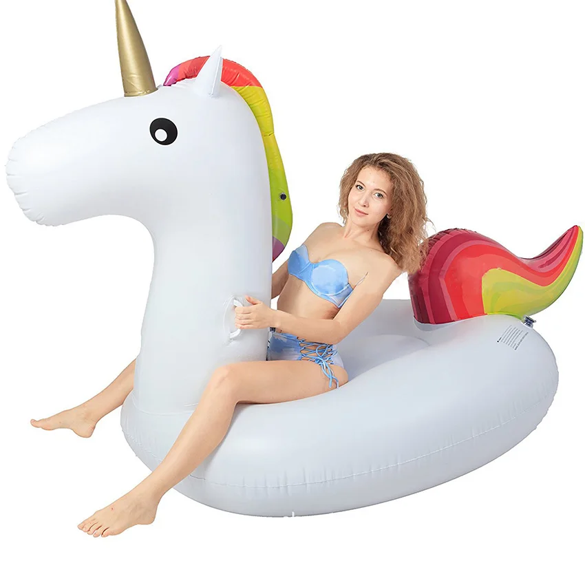 

2m Giant Unicorn Floating Pool Swimming Ring Air Mattress Inflatable Swimming Circle Pool Float Row Tube Water Party Beach Toys