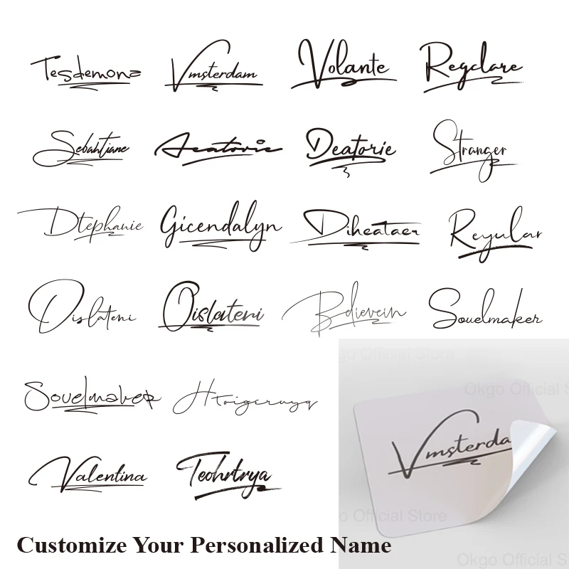 

100pcs/4x2cm personalized signature label sticker to customize your name waterproof self-adhesive transparent kraft paper