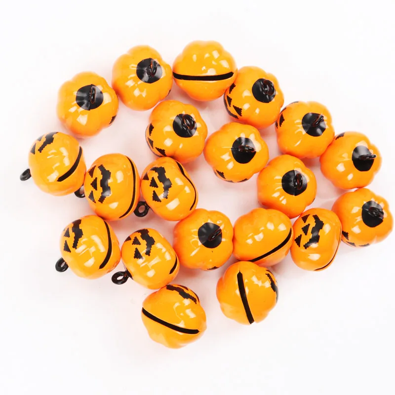 5pcs Jingle Bells Pumpkin Halloween Festival Ornament Metal Bell For Home Party Tree Pendant Decoration DIY 19x19mm