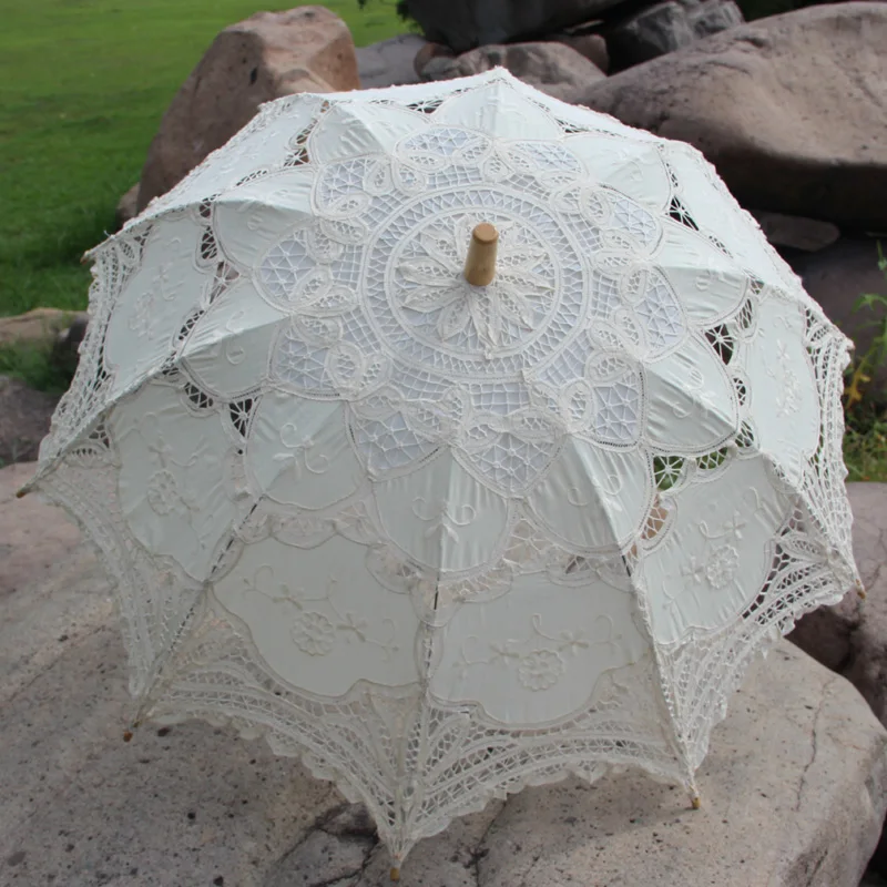 20 pcs/lot Free Shipping 100% Handicraft Cotton Lace Wedding Parasol