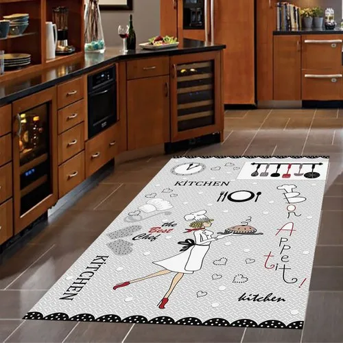 Meg & Cloud Bon Apetit Digital Printed Anti-Slip Soles Washable Stain-resistant Kitchen Rug