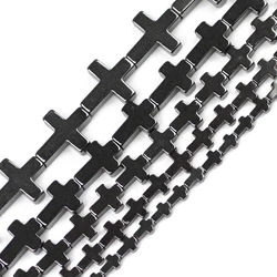 JHNBY Jesus Cross Black Hematite Beads Natural Stone 4/6/8/10MM Loose Beads For Jewelry Bracelet Making DIY Findings Accessories