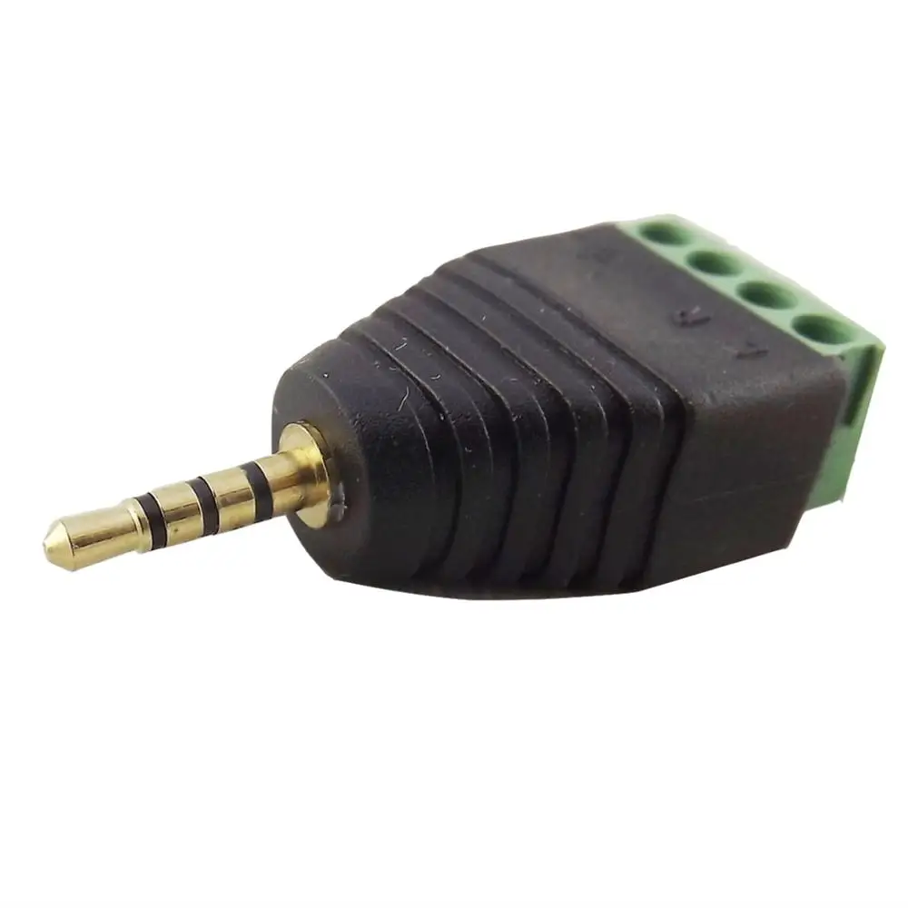 Adaptateur de Terminal vidéo Balun, 2x2.5mm, 4 pôles stéréo, prise mâle TRRS vers vis AV