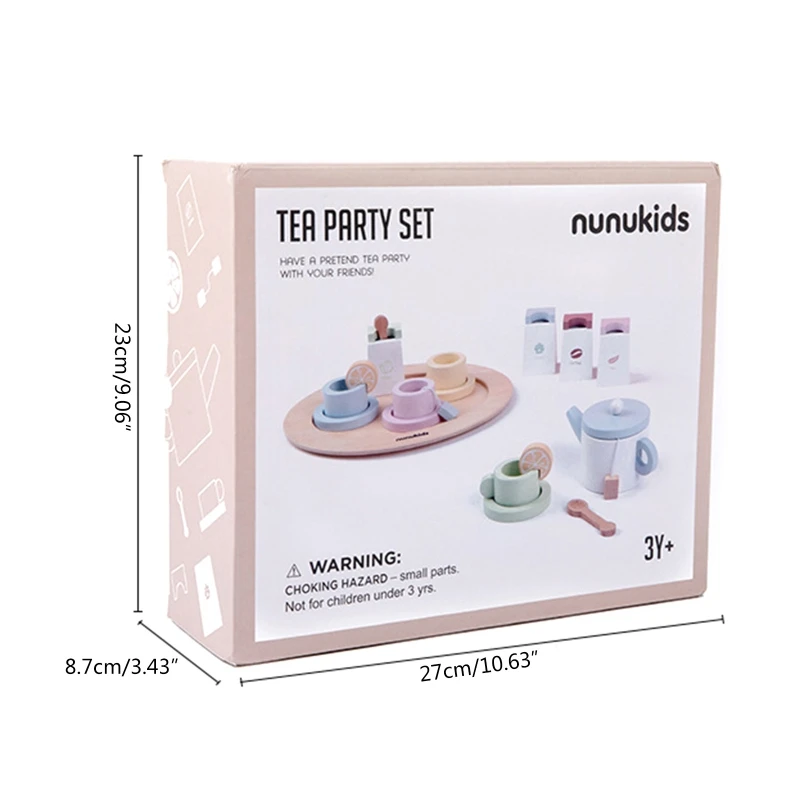 Nunukids รุ่น Tea Party ชุดอาหารของเล่นการเรียนรู้แกล้งเกมที่สมจริงของเล่น Dollhouse Accs เด็กของขวัญตลก