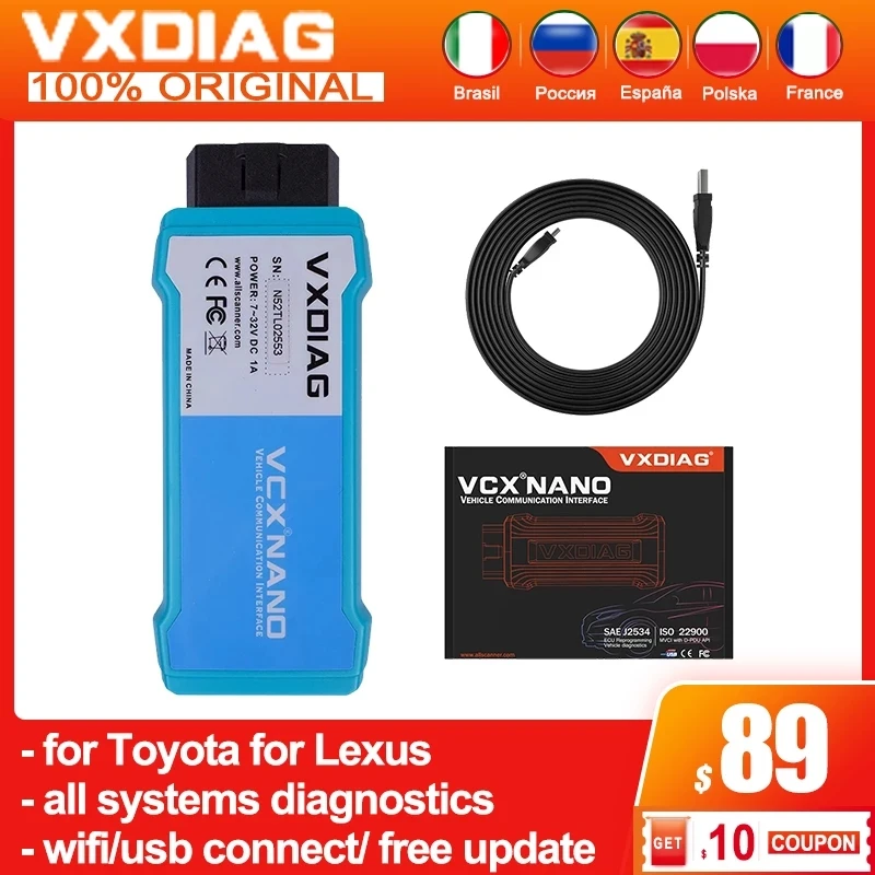 

VXDIAG Mini VCI J2534 obd2 Diagnostic tools For Toyota it3 TIS V15 VCX NANO For Lexus all systems diagnosis Free Update