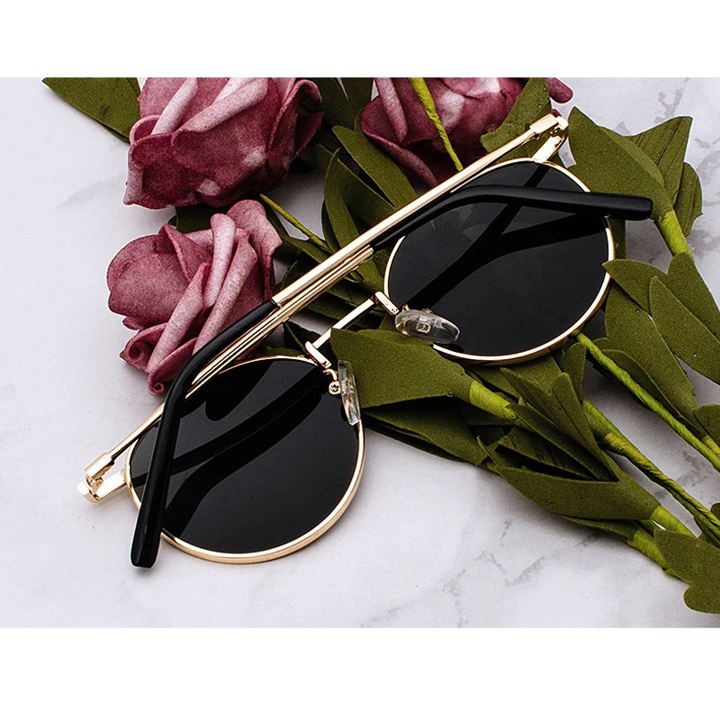 Zilead Fashion Clear Lens Metal Frame Sunglasses Retro Woman Glasses  Male Sun Glasses Round Gold UV400 Birthday Gift Items