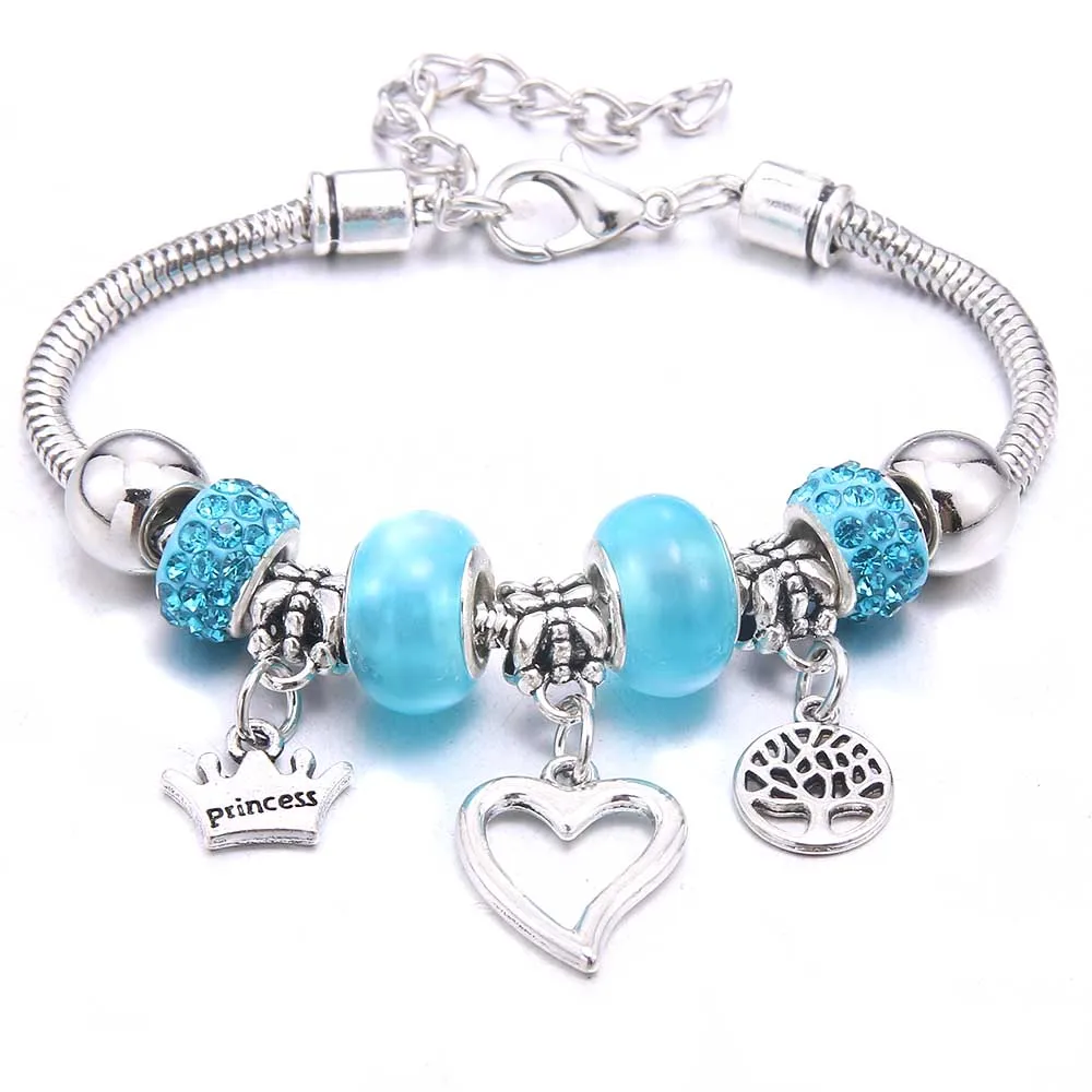 Charm Bracelet & Bangles 6-color Tree of Life crystal glass beads Brand Bracelets For Women Fashion Jewelry Girl Friendship Gift