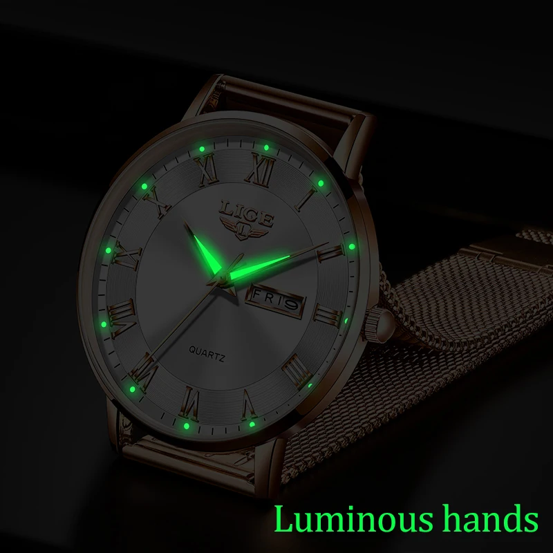 Brand LIGE Women Watch Rose Gold Montre Femme Women  Ultra-thin Fashion Relojes Para Mujer Luxury Lady Wrist Watches Reloj Mujer