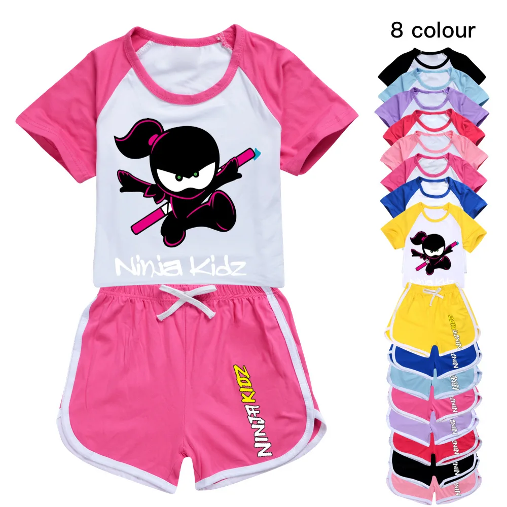 

NINJA KIDZ Toddler Girl Pajamas Kids Clothing Boys T Shirt Shorts Set Teenage Kids Sport Shirt Suit Boys Clothes 2-16y Child