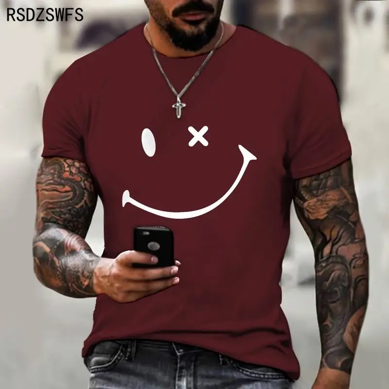 2021 design simple smiling face funny and humorous design men\'s and women\'s T-shirt Spoof bad style Tops Tees Size xxs-5XL