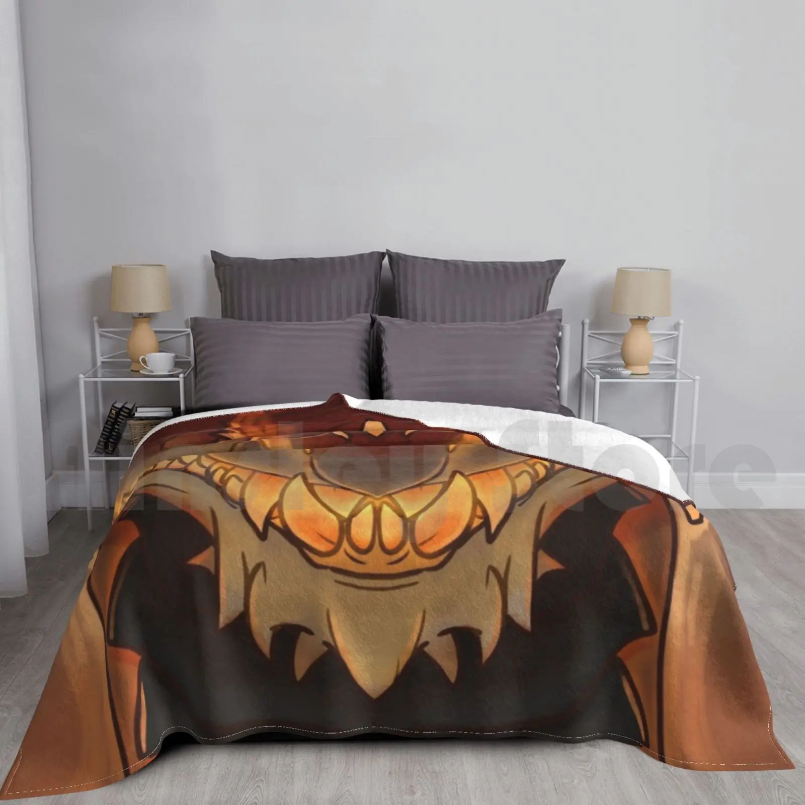 Glowing Mouth Dragon Blanket Fashion Custom Mouth Brown Snarl Fantasy Teeth Dragon