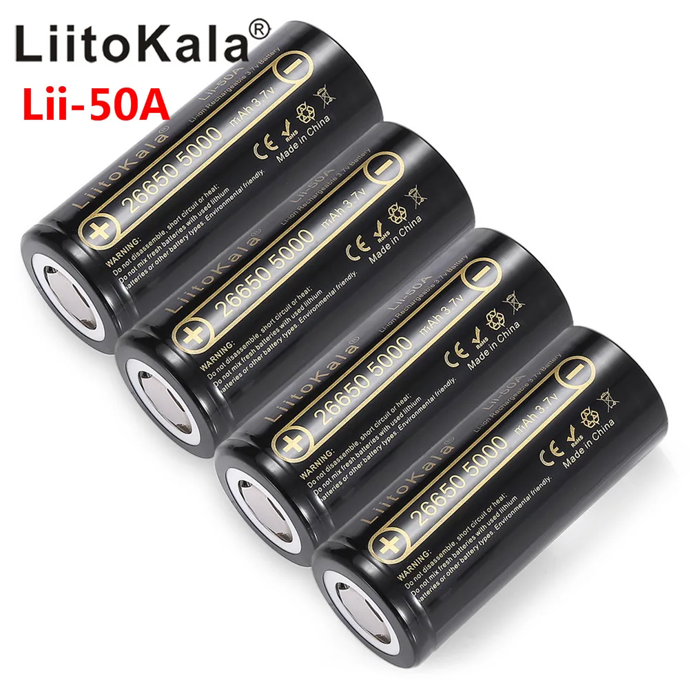 Heißer LiitoKala lii-50A 26650 5000mah lithium-batterie 3,7 V 5000mAh 26650-50A akku geeignet für flashligh