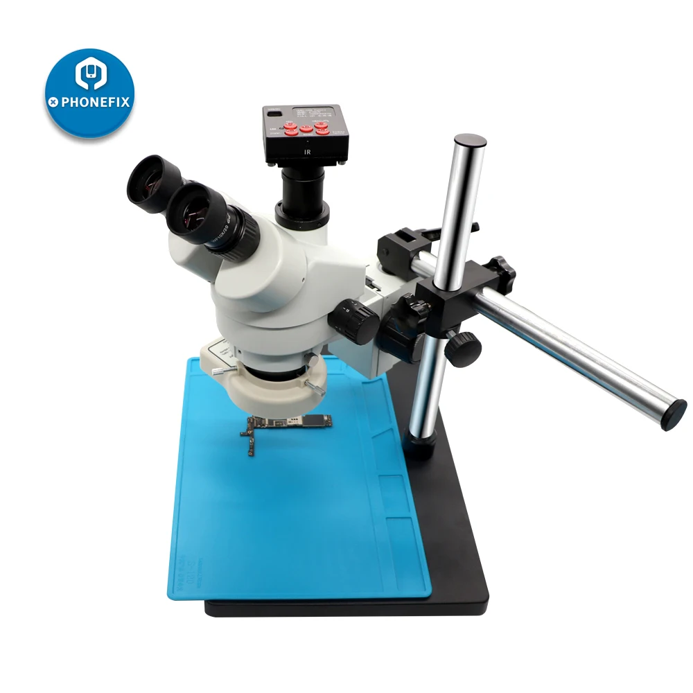 3.5-90X Trinocular Zoom Stereo Microscope HDMI Digital Video Camera for Phone Soldering Double Arm Simul Focal Microscope