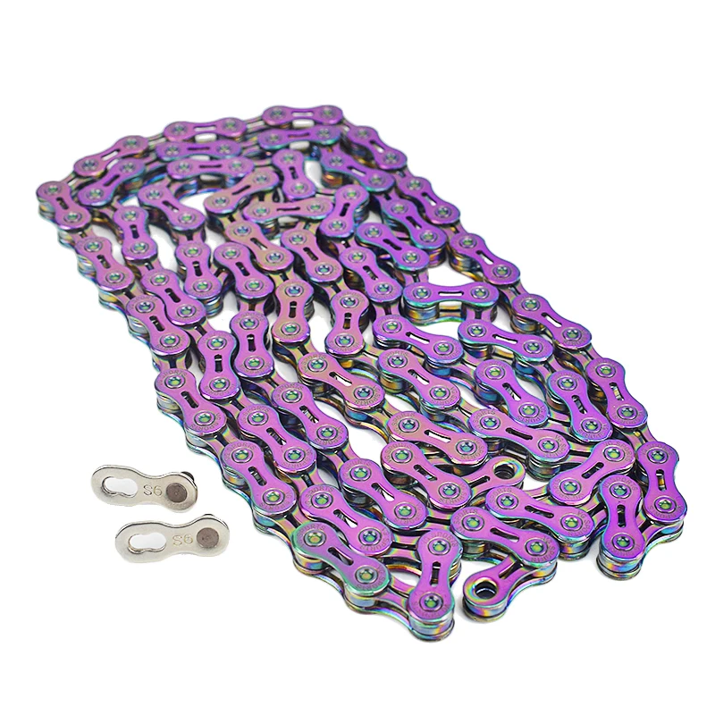 VG Sports 9 10 11 Speed Bicycle Chain Half Hollow MTB Mountain Road Bike Ultralight 116L Colorful Bike Chain Bicycle Accessories