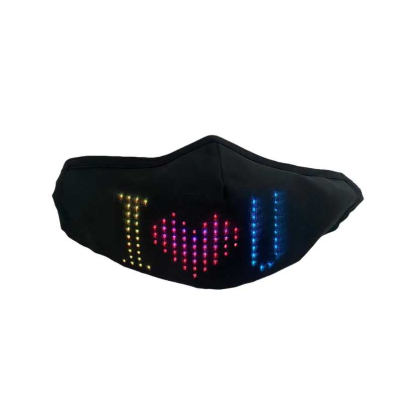 Masque en coton LED Bluetooth émettant de la lumière, affichage du motif d'édition de téléphone portable, masque lumineux, masque de costume, mode