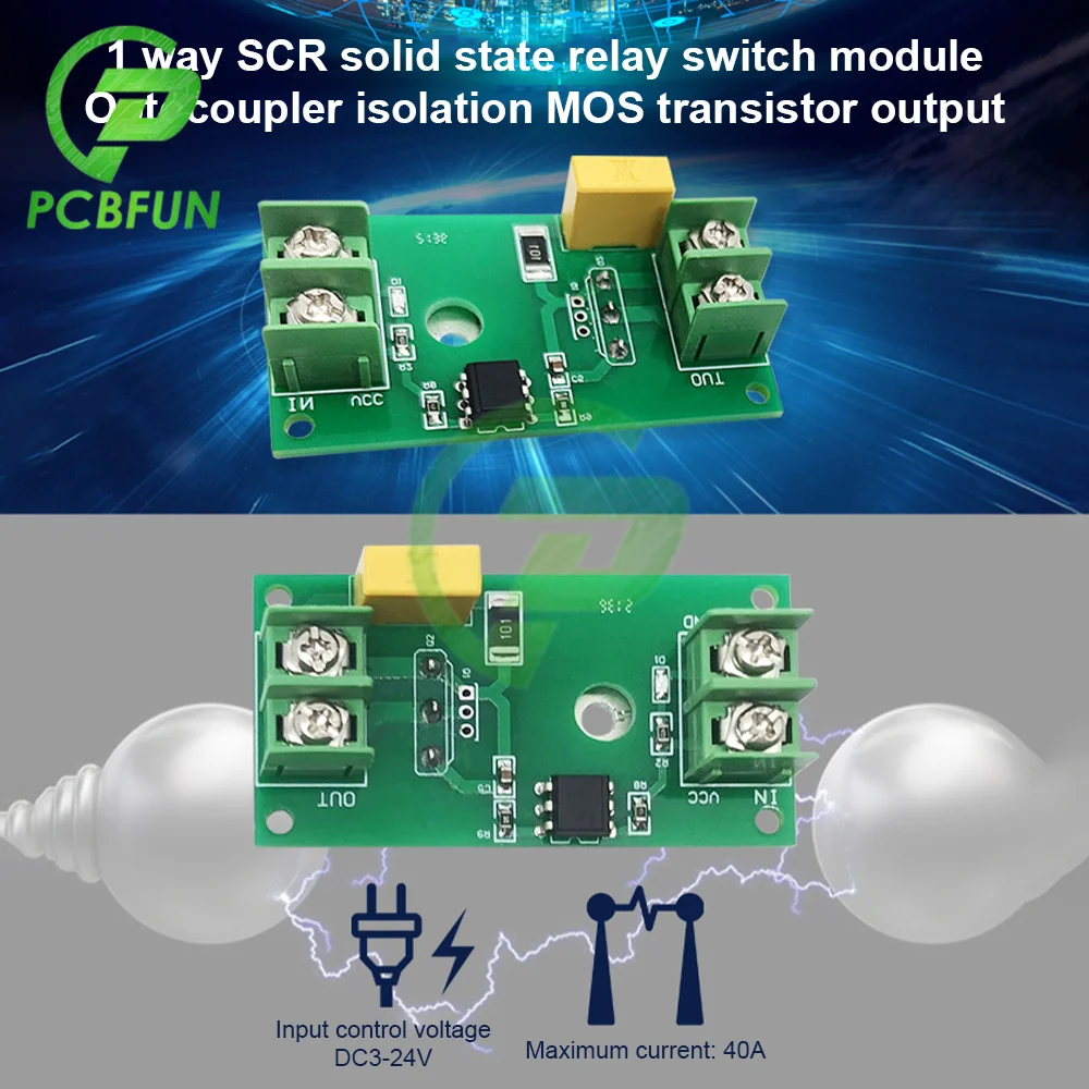 DC 3-24V 40A 1 Channel SCR Solid State Relay Switch Module Optocoupler Isolation MOS Transistor Output