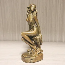 Beautiful Oriental Women Sculpture Desktop Ornament Antique Brass Female Statue Arts Home Decoration Fashion Indoor Decors Craft