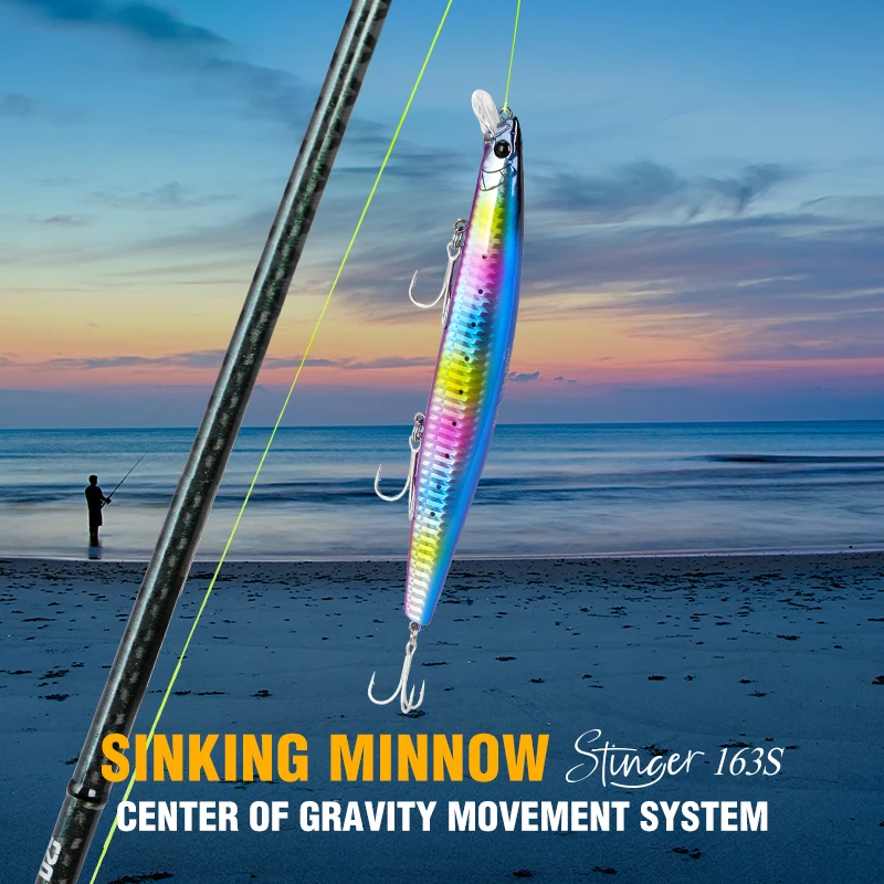 TSURINOYA 163S Saltwater Sinking Minnow Sea Fishing Lure Ultra Long Casting STINGER 163mm 34.2g  Weight Large Hard Bait view 6