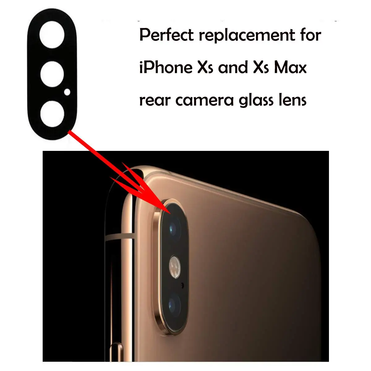 Rear Back Camera Glass Lens Cover Replacement for iPhone Xs iPhone Xs Max Original with Adhesive Pre-Installed and Repair Tools