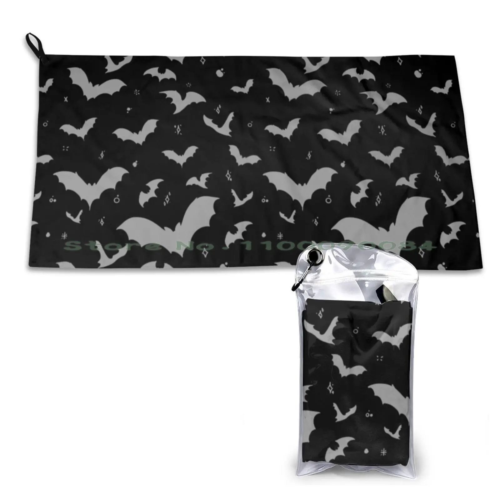 Bat Quick Dry Towel Gym Sports Bath Portable Bat Horror Dark Halloween Night Eani13 Grunge Alternative Spooky Creepy Soft