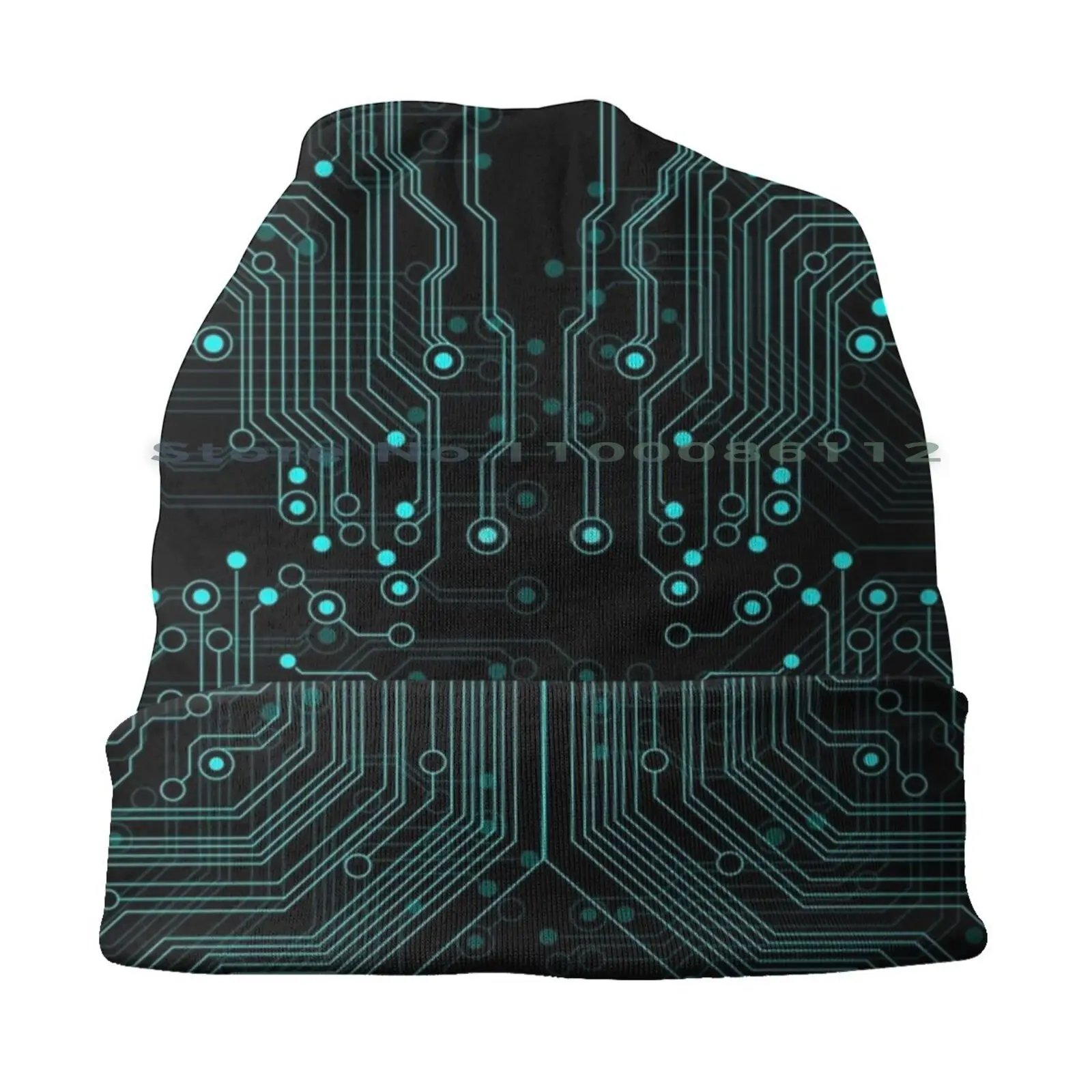 Electronic Theme Beanies Knit Hat Electronics Technology Modern Unique Fun Abstract Track Different Miscellaneous Mask Comics