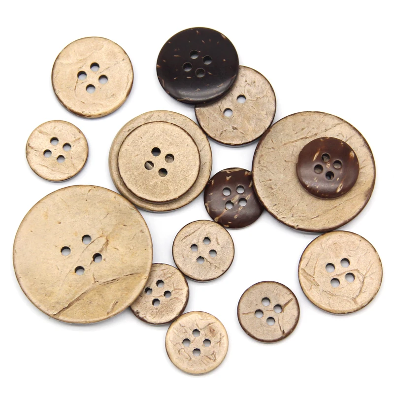 Natürliche umweltfreundliche Kokosnussschale Holzknopf für Kleidung 2/4 Löcher Kinder Sammelalbum dekorative Holzknöpfe Großhandel – Detail 13