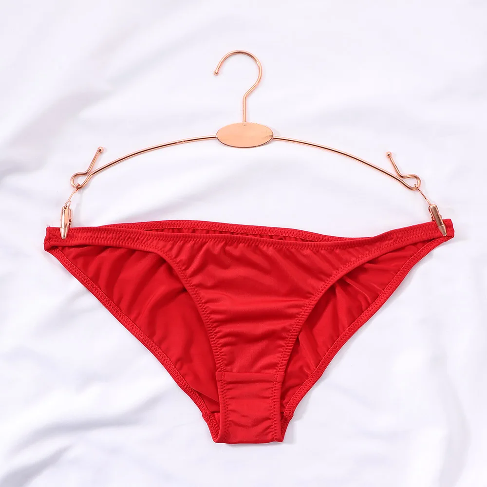 Tanga Sexy de cintura baja para mujer, bragas de media cubierta, seda de leche suave, Color sólido, triangular, Unisex, 1 unidad