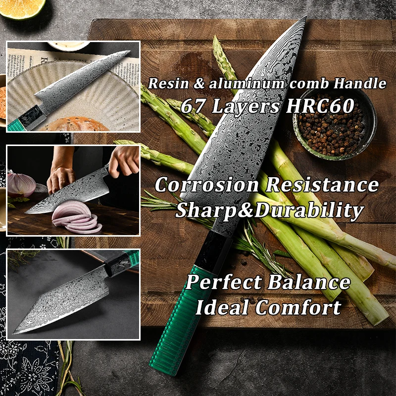 Grandsharp 1PCS or 4 PCS Professional Kitchen Knife Sets Japanese Damascus Steel Chef Knife Kiritsuke Utility Cooking Knives