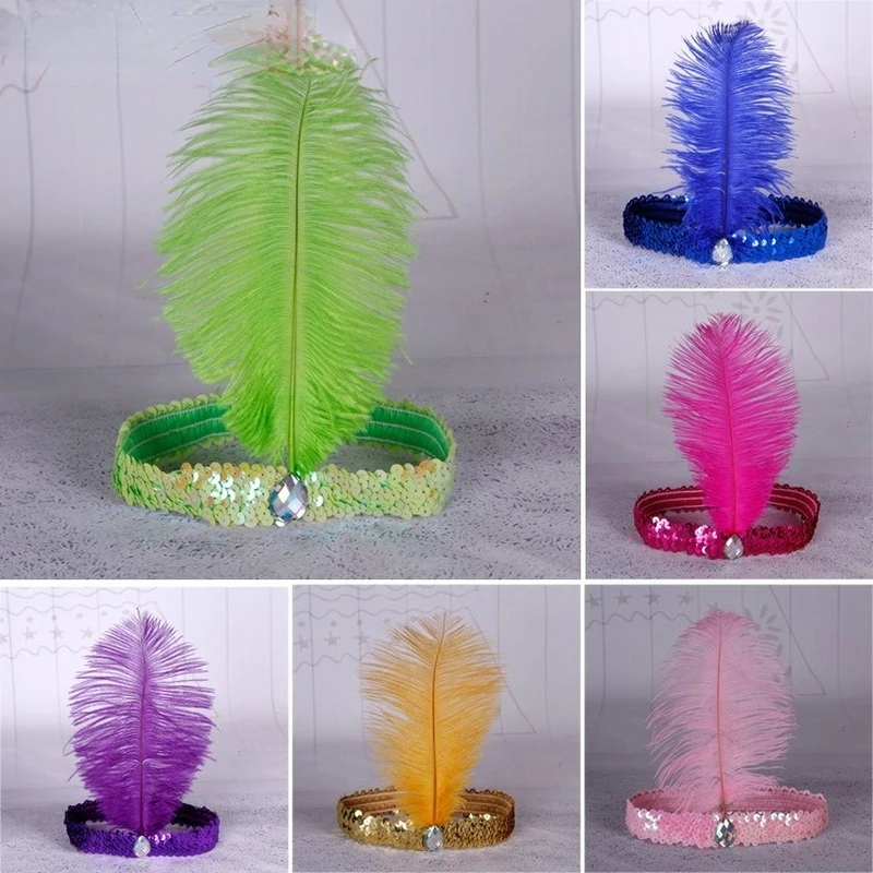 

12pcs Sequin Feather Headdress Color Party Accessories Girl Makeup Ball Decoration Prop Child Adult Birthday Cosplay Christmas