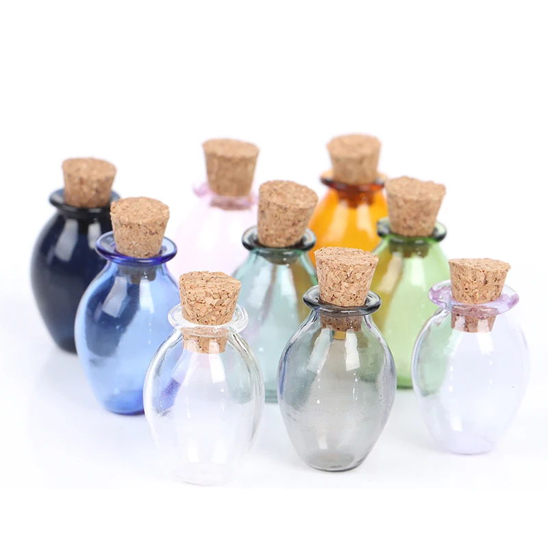 2Pcs 1:12 Dollhouse Mini Glass Color Bottles Cork Bottles Tiny Jar Model Decoration Accessories For Children's New Year Gift