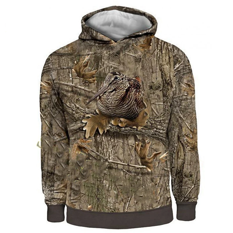 Man 3D Hoodies Fashion Camo Hunting Animals Bird Streetwear Hooded Sweatshirts Long Sleeve Casual Pullover Men's Hoody