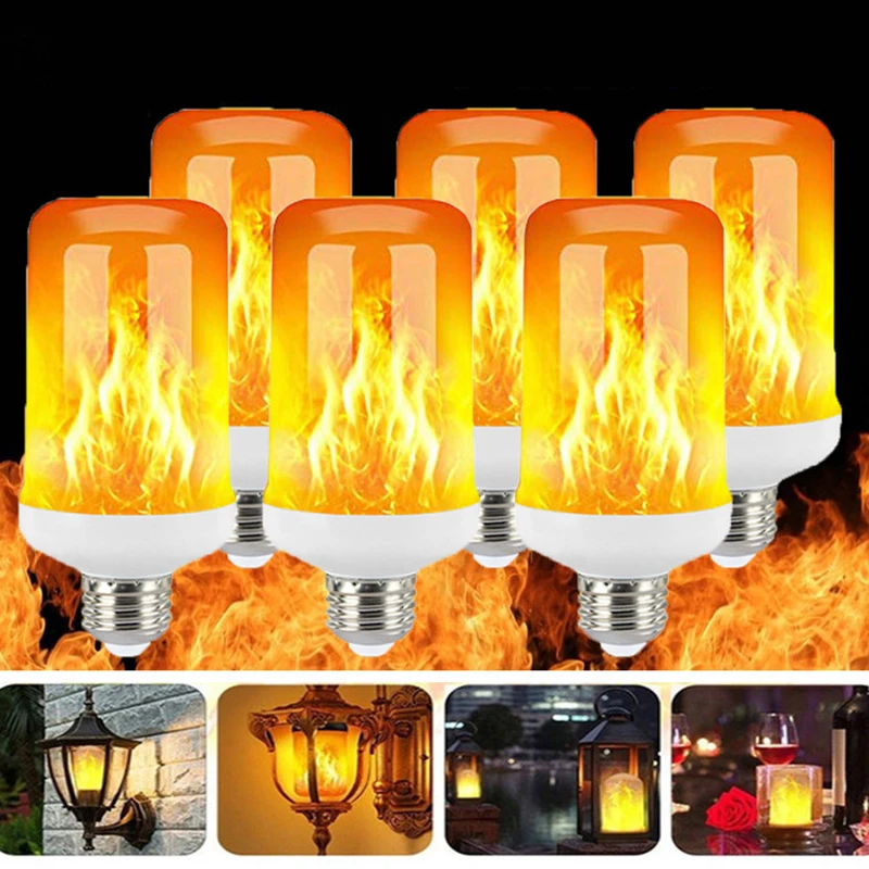 

LED Dynamic flame effect light bulb Multiple mode Creative corn lamp Decorative light For bar hotel restaurant party E27 E14 B22