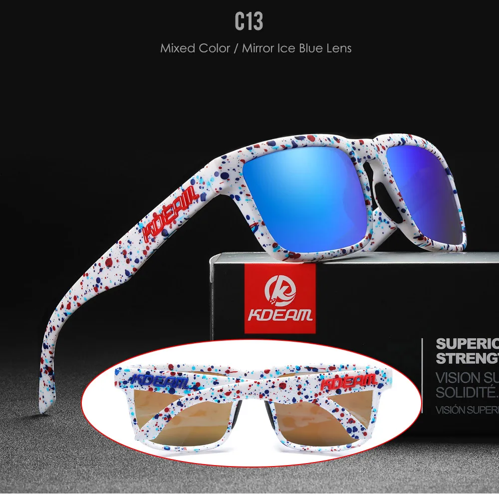 KDEAM Quadratische polarisierte Sonnenbrille für Herren im Freien, Lifestyle-Beschichtung, Sonnenbrille, neue passende Farben mit Box
