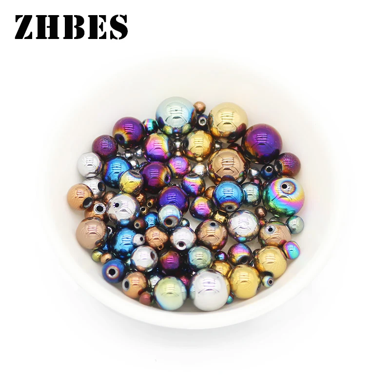 Überzug Farbe Naturstein Runde Hämatit Erz Spacer Lose Perlen 2/3/4/6/8/10mm Für DIY Schmuck Machen armbänder Halskette