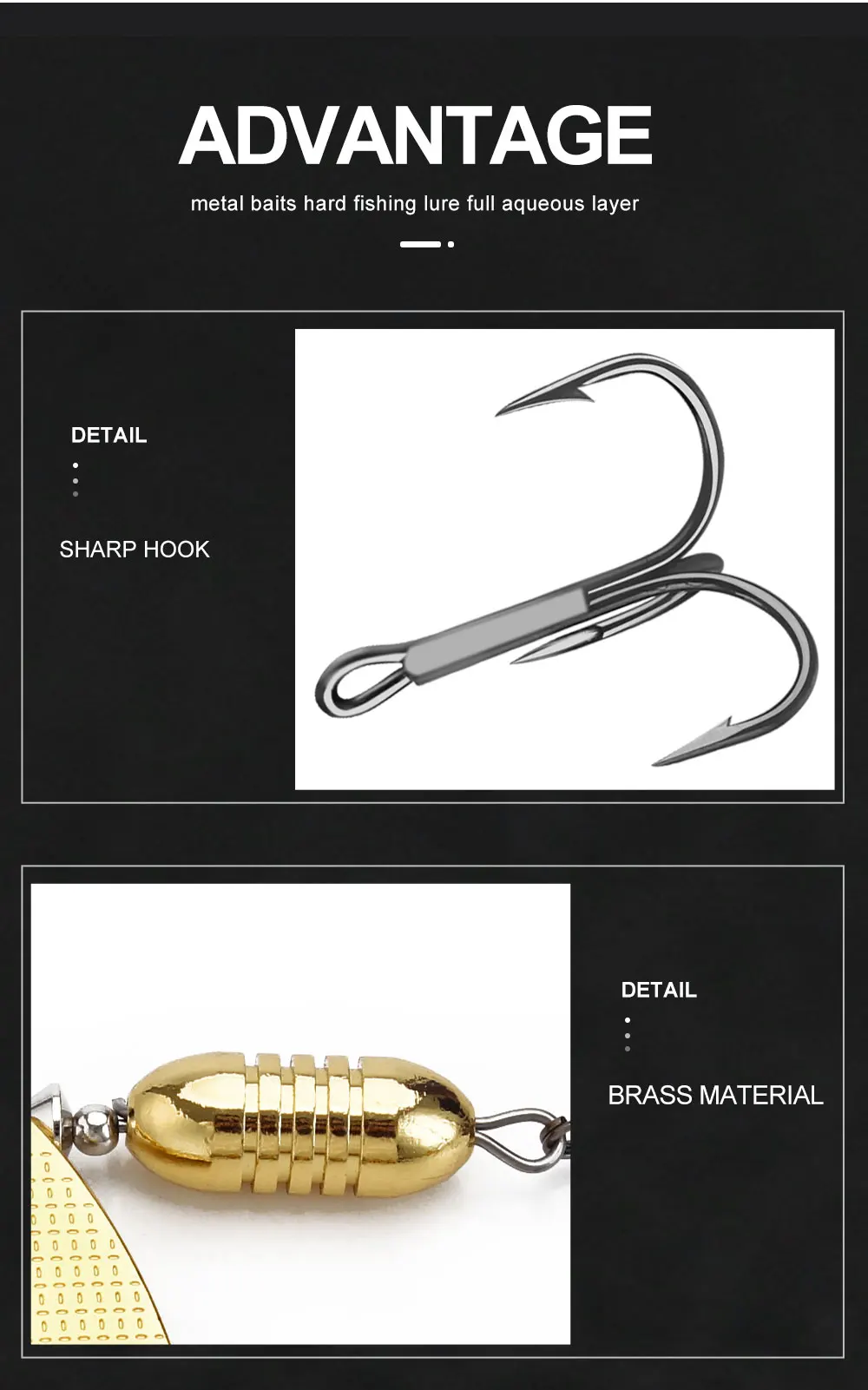 FTK Neuer Metall-Angelköder Spinnerbait 5,8g 6,3g 10,2g 16,9g 18,8g Hochwertige Hartköder mit Dreifachhaken Angelzubehör für Hecht – Detail 6