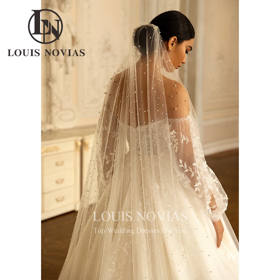 Louis novias-女性のためのプリンセスのウェディングドレス,ブライダルドレス,ランタンスリーブ,ロングトレイン,ラグジュアリー,2024