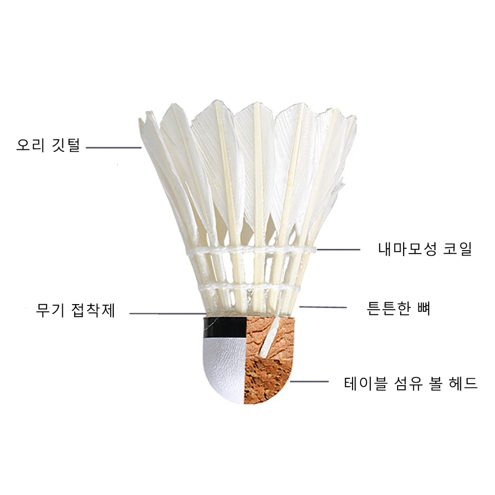 12 Pcs/set Badminton, Duck Feather Shuttlecock, Fiber Ball Head, Suitable for Family Entertainment, Primary Exercise Training