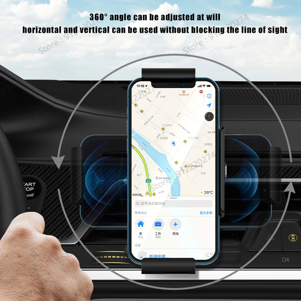 For Samsung Z Fold 4 2 3 Fold S22 S21 Ultra S20 Note 20 9 HUAWEI iPhone 13 12 Pro Max Fast Wireless Car Charger Stand Air outlet