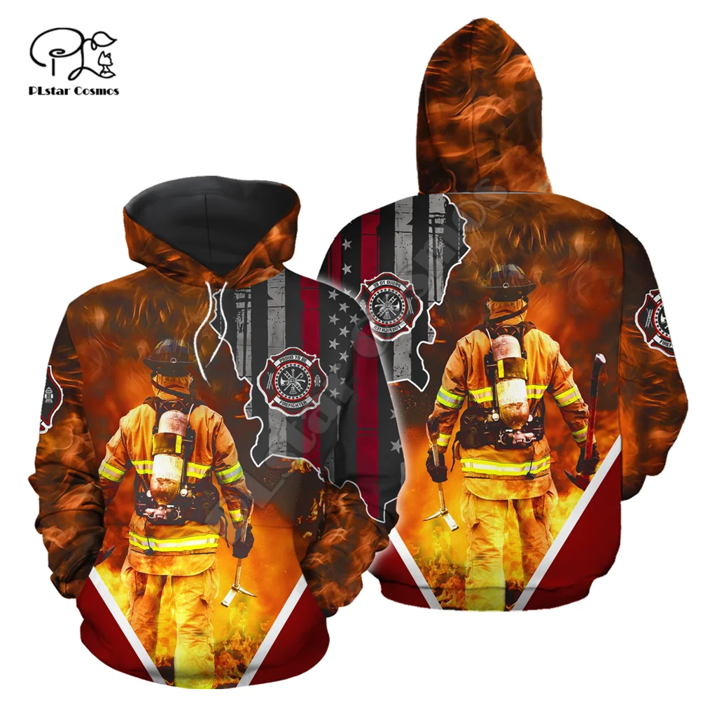 

PLstar Cosmos Amazing USA Firefighter Fireman 3D Print Hoodies Sweatshirts Zip Hooded For Men And Women Casual Streetwear Q20