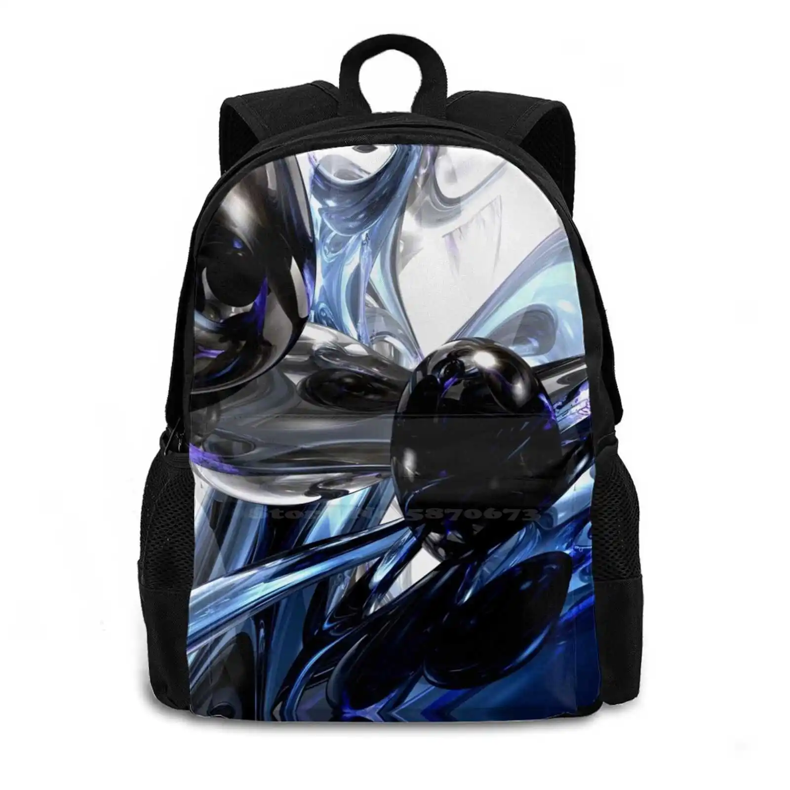 Shadow Abstract Hot Sale Schoolbag Backpack Fashion Bags 3D Abstract Cgi Glass Ink Liquid Shadow