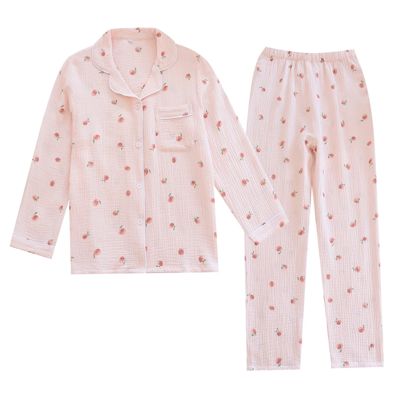 

Women Loose Soft Long Sleeve Pajamas Set Home Clothes Loungewear Spring Comfortable Breathable 100% Cotton Pajama Sleepwear