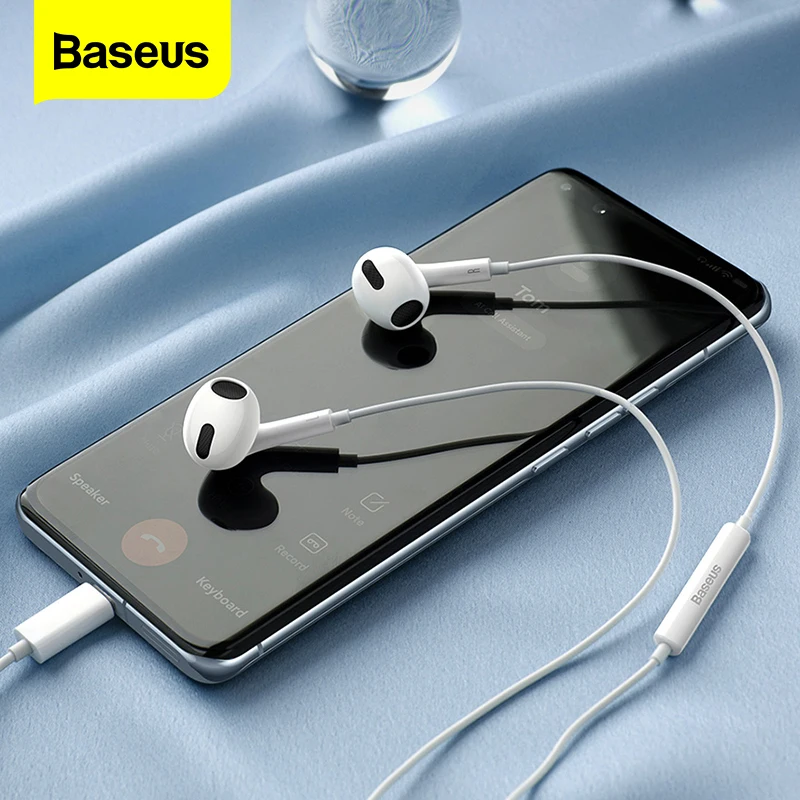 Baseus Wired Earphone Type C In Ear Earbuds HeadPhone With Microphone Audio Headset For Xiaomi Mi Redmi Samsung S21 Huawei P40