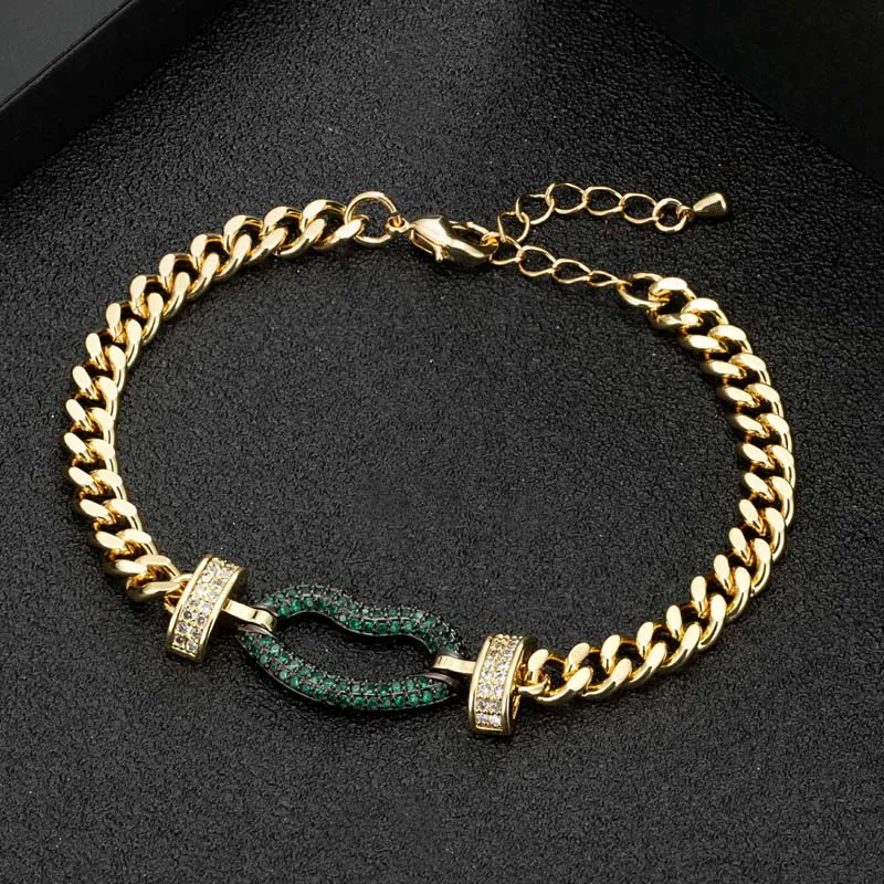 zlxgirl jewelry mixed mouth shape zirconia women's cooper wedding bracelet jewelry brand Dubai Gold color chain pulsera bangle