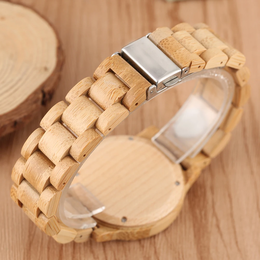 Reloj de madera de bambú Natural para mujer, relojes de pulsera simples de madera pura, marca superior de lujo, vestido de mujer
