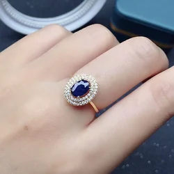 Classic Sterling Silver Sapphire Ring for Woman 5mm*7mm Natural Black Sapphire Silver Ring 925 Silver Sapphire Jewelry